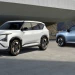 Kia Motors with 2 electric vehicles under parking