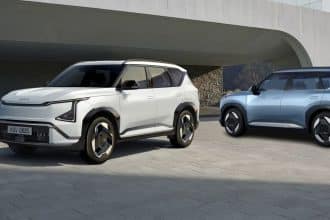Kia Motors with 2 electric vehicles under parking