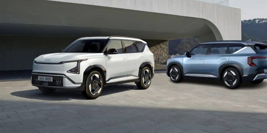 Kia Motors with 2 electric vehicles under parking