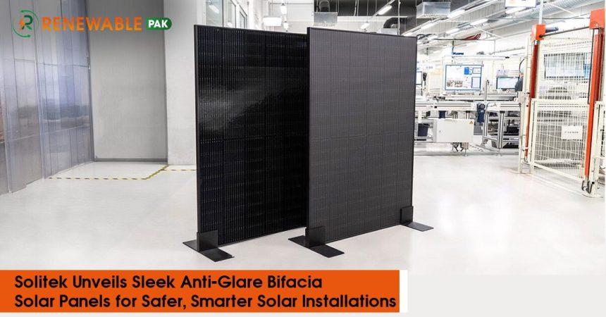 Newly launched anti-glare solar panel with black bifacial design, reducing reflection and enhancing efficiency.