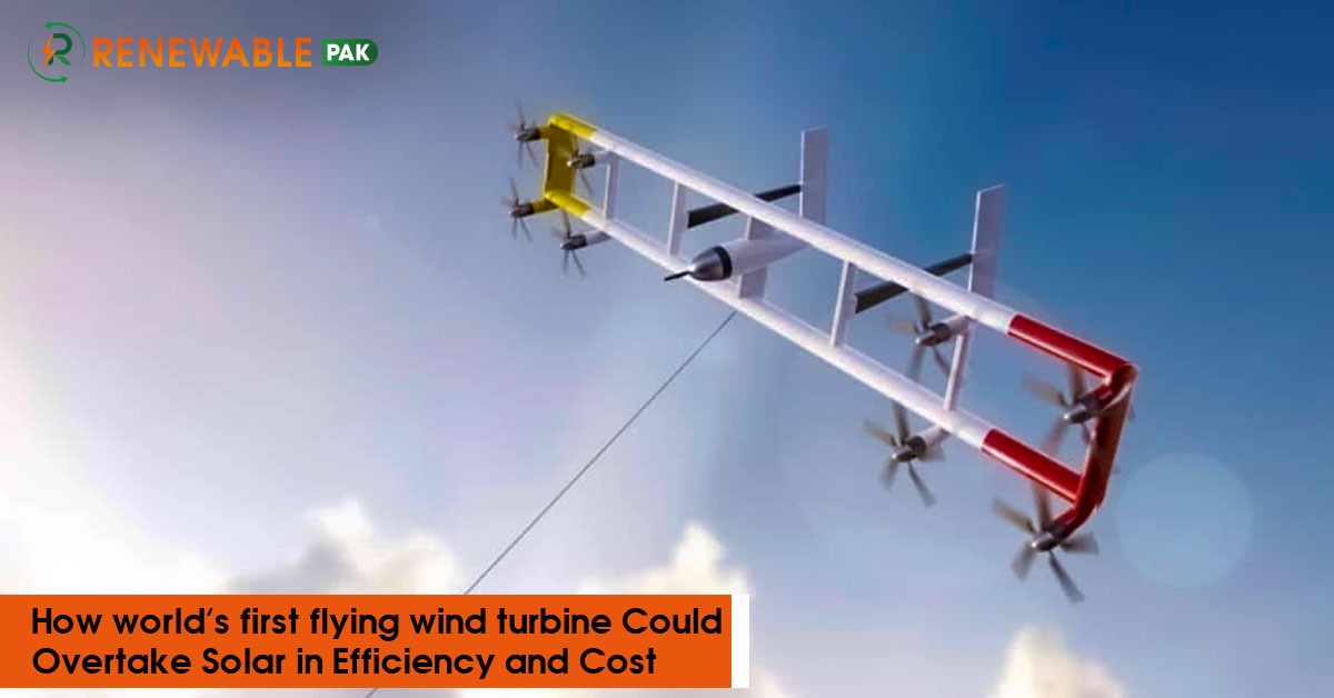 Flying wind turbine by KiteKRAFT generating renewable energy in the sky
