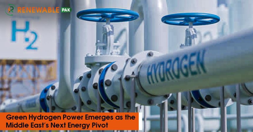 Network of industrial pipes inside a green hydrogen production plant.