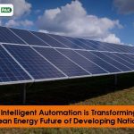 Solar panels harnessing renewable energy under a clear sky, symbolizing sustainable power through automation.